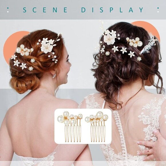 Bridal Hair Accessories Set 40 Pieces Wedding Pins Flowers Pearls Crystals main image 5